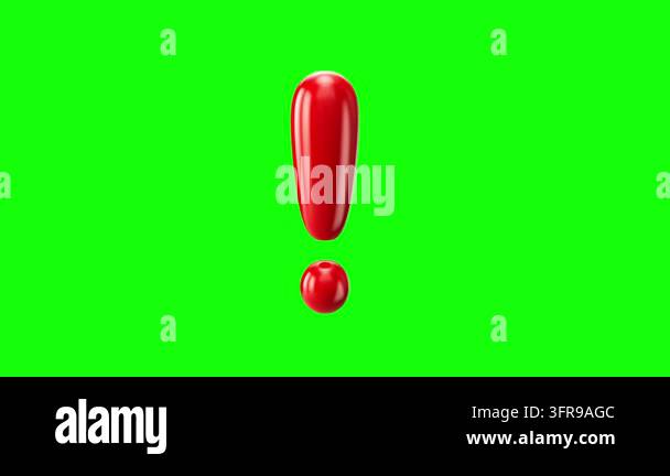 Animated red exclamation mark symbol appearing in different ways on a ...
