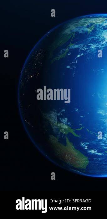 Realistic animated planet Earth rotating in space with visible Asia ...