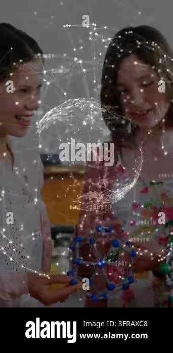 Vertical video: Students rotating models as camera pan, node network ...