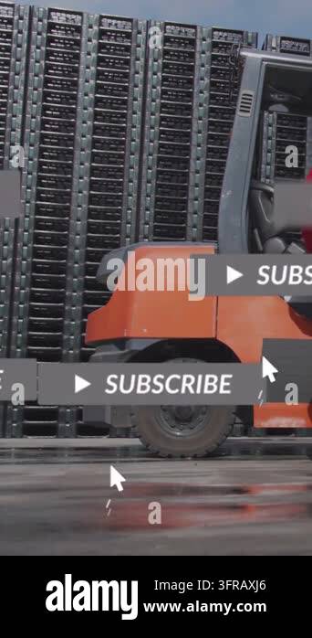Vertical video: Forklift driver boarding to work in warehouse, alerts ...