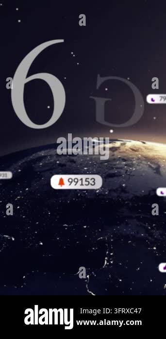 Animation of 6g text, social media icons on banners over globe. global ...