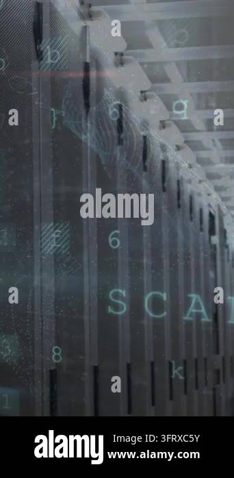Animation of data processing and padlock icon over caucasian ...