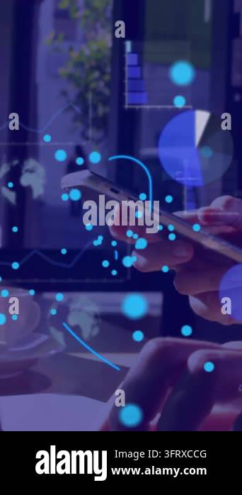 Animation of digital icon and data processing over woman using ...