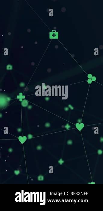 Vertical video: Green glow pulsing, avatars appearing, network linking ...