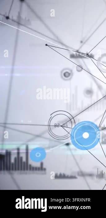 Network visualization pulsing and spawning blue icons and nodes after ...
