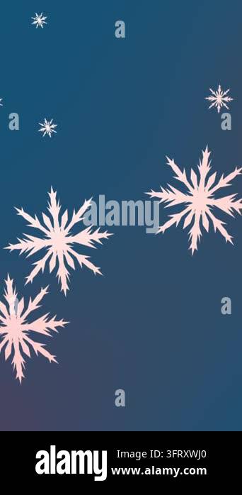 Digital animation of snowflakes icons falling against copy space on ...