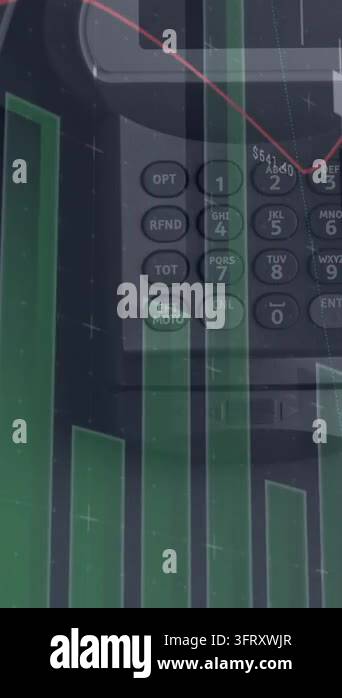 Animation of graphs and financial data over payment terminal and ...