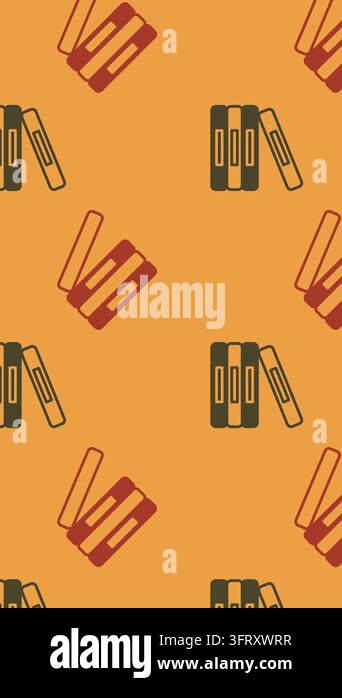 Animation of school items icons moving on orange background. school ...