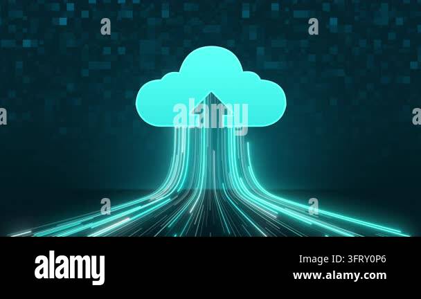Cloud computing with flowing data, Data line stream to cloud icon Stock ...