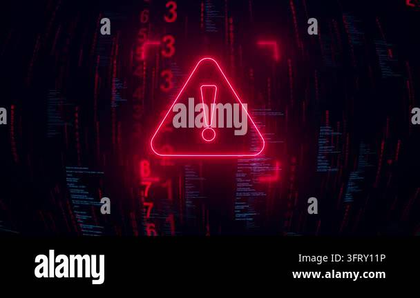 Red cyber warning alert dark code matrix program text danger symbol ...