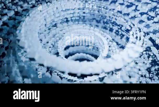 looping 3d render animation of Blue and white abstract spiral made of ...