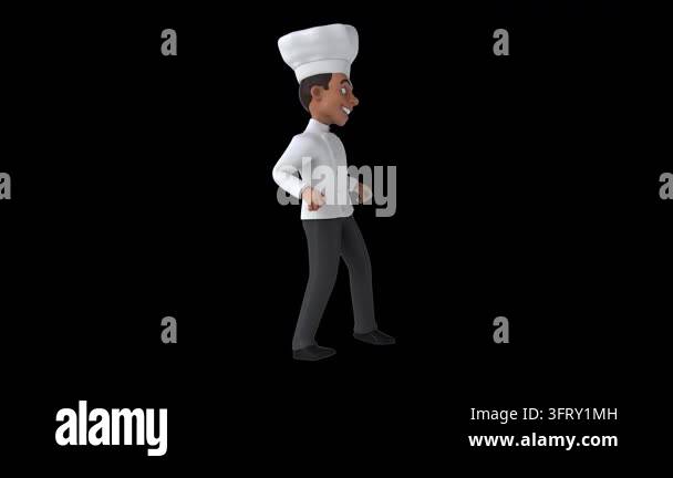 Animated cartoon chef character wearing a white uniform and toque ...