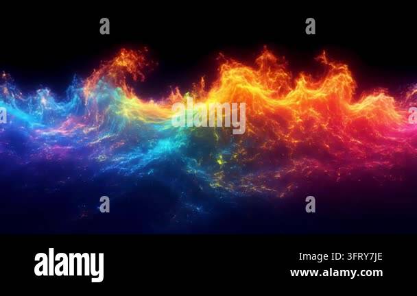 Abstract Multicolored Energy Waves on Black Background Stock Video ...