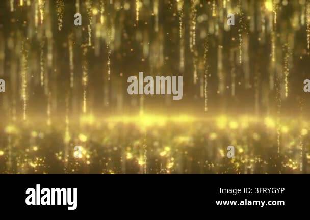 Golden glowing particles falling, shimmering abstract celebration ...