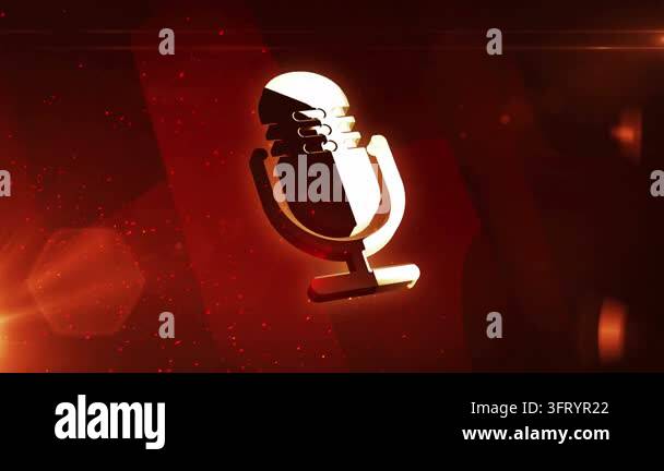 Microphone on air radio broadcast and podcast metal shine symbol ...