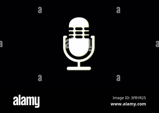 Microphone on air radio broadcast and podcast symbol with glitch noise ...