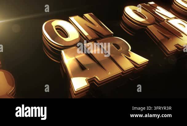 On air studio broadcast golden metal shine symbol concept. Spectacular ...