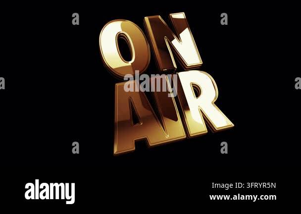 On air studio broadcast golden metal shine symbol concept. Spectacular ...