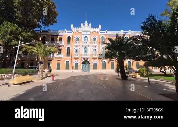 The architectural exterior of the municipal arts center building in ...