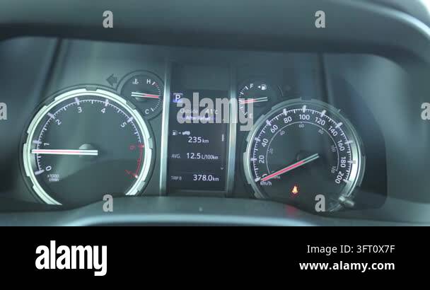 Speed Bus Model Car dashboard displaying speed, engine RPM, outside temperature, and ...