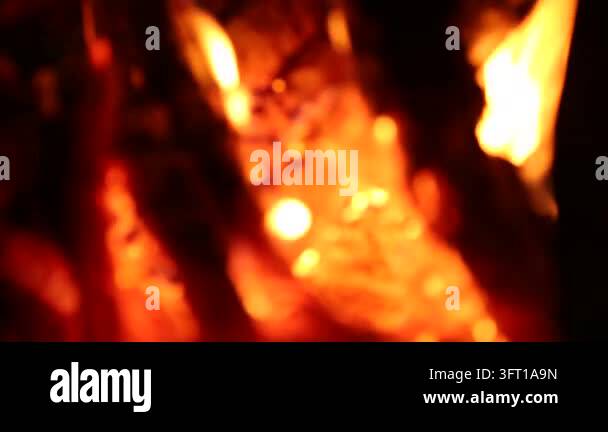 Warm Fire Background With Glowing Burning Wood Stock Video Footage - Alamy