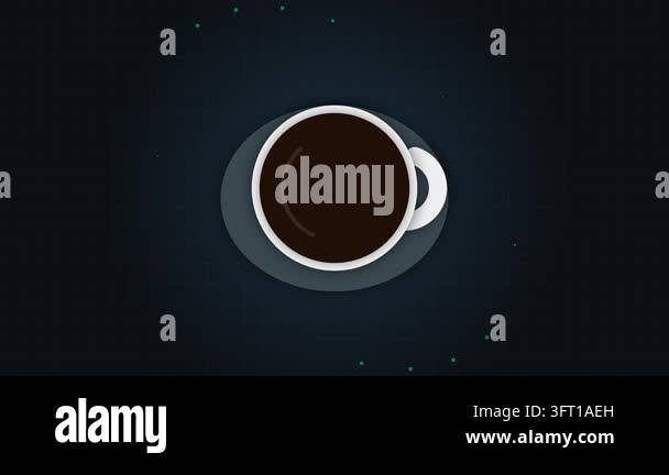 Coffee cup icon with a glowing green upward trending line graph ...