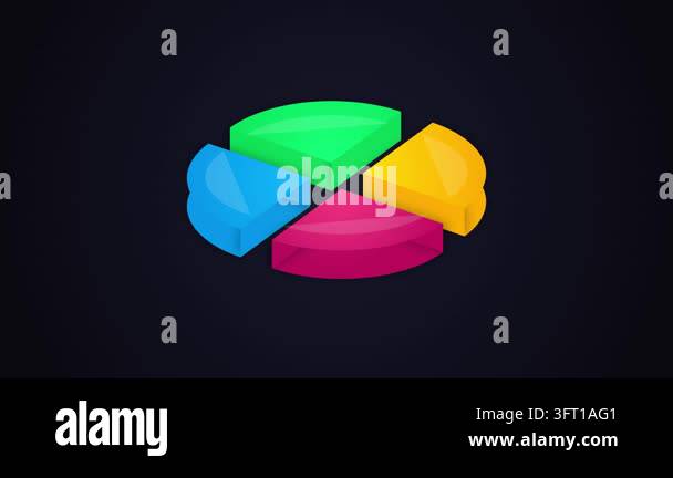 Pie chart featuring colorful 3D segments rotating in a cycle to ...