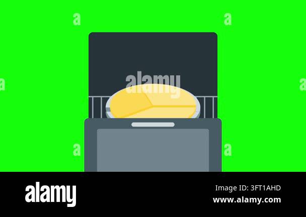 Pizza baking inside an oven shown in a clean minimalist vector ...
