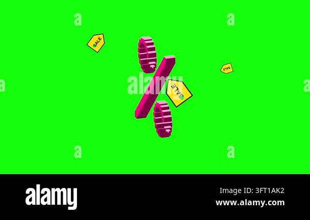 Percentage symbol rendered in a blocky pixel art style rotates against ...