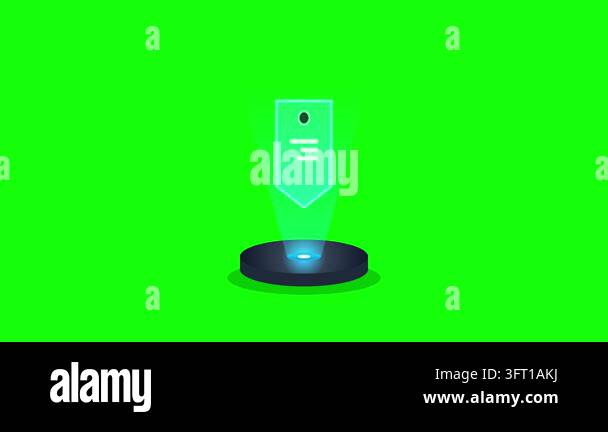 Holographic price tag icon animation emerging from a glowing digital ...