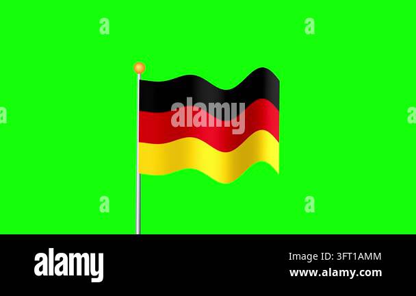 Keyhole Integrals Germany national flag waving on a silver flagpole against a bright ...
