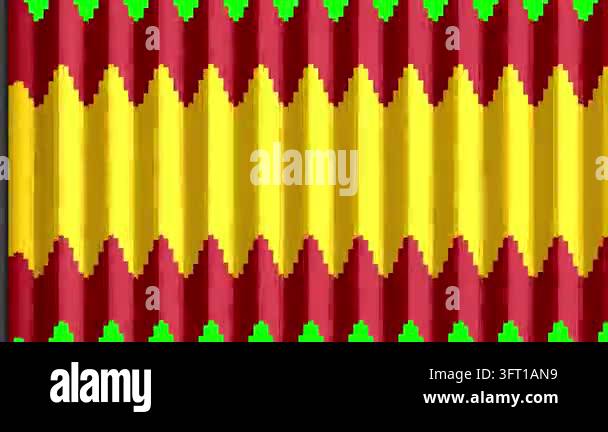 Pixel art graphic featuring a repeating vertical zigzag pattern in bold ...