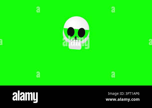 Skull icon featuring a bright green mask over the eye area and animated ...