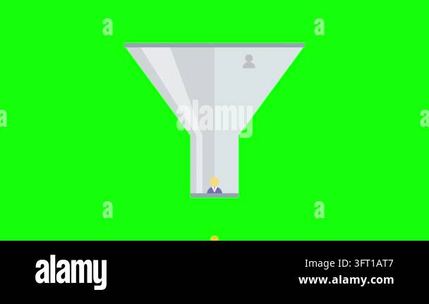 Sales funnel graphic animation displays anonymous user icons descending ...