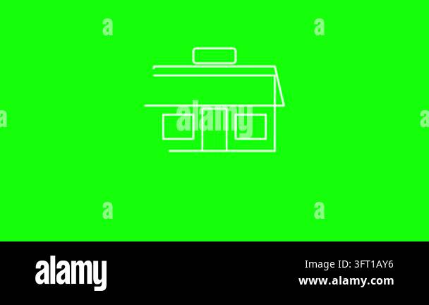 Shop icon illustration appearing with white outlines on a green ...