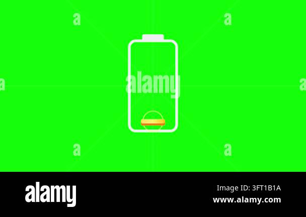 Battery charging animation featuring a white outline icon filling with ...