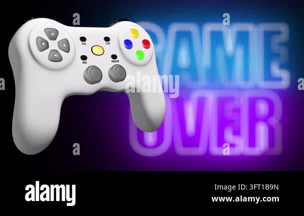 Gamepad Joystick with Game Over Text Background Stock Video Footage - Alamy
