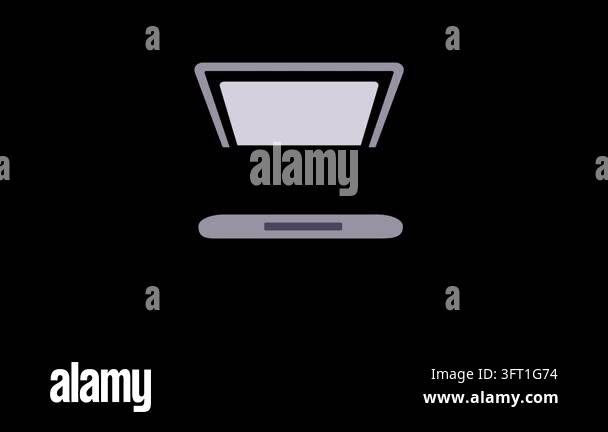 Animated flat-design laptop icon with spinning circular loading ...