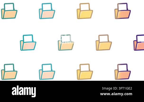 Seamless looping animation of folder-with-document icons arranged in a ...