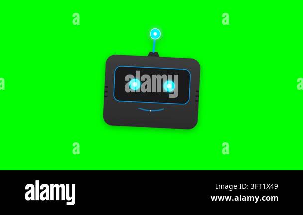 Commercial Ai Chatbot Head Icon with Glowing Visor and Articulated ...
