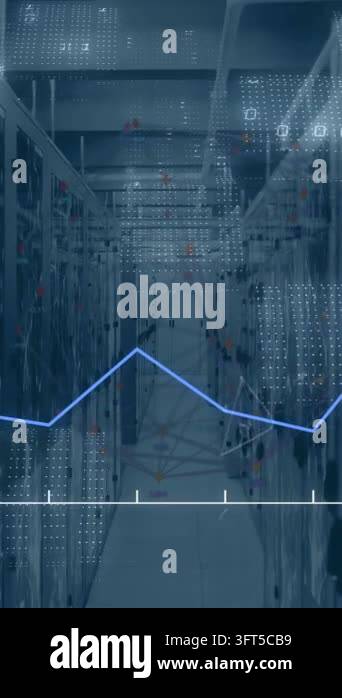 Hd Interfaces Animation of data processing over server room. Global business and ...