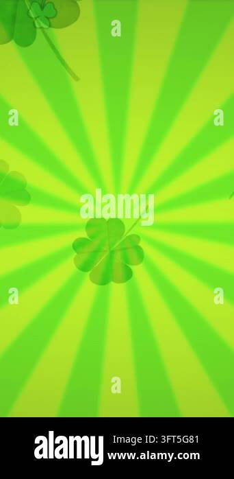 Animation of clover icons on green background. irish tradition and st ...