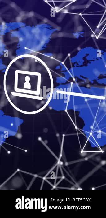 Digital icons over network of connections floating against world map on ...