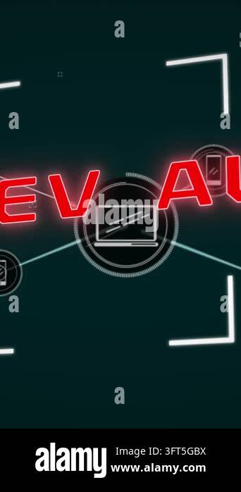Animation of system alert text with viewfinder and connected phone and ...