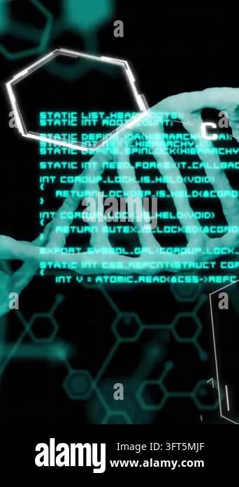 DNA strand and molecular structures, scientific research animation ...