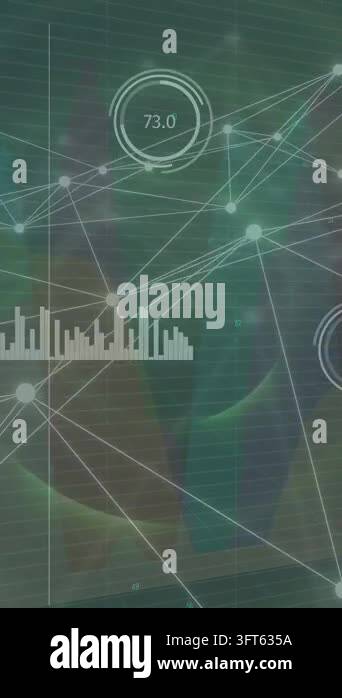 Vertical video: Data viz with gauge rising, shifting mesh and sweeping ...