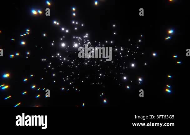 abstract background with bright moving glowing lights in dark Stock ...