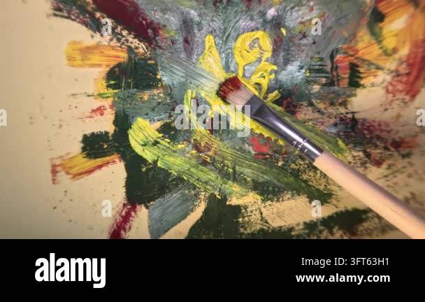 Art painting with oil paints on light background Stock Video Footage ...