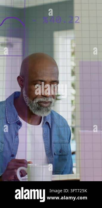 Vertical video: man studying laptop while graphs loading, woman joining ...