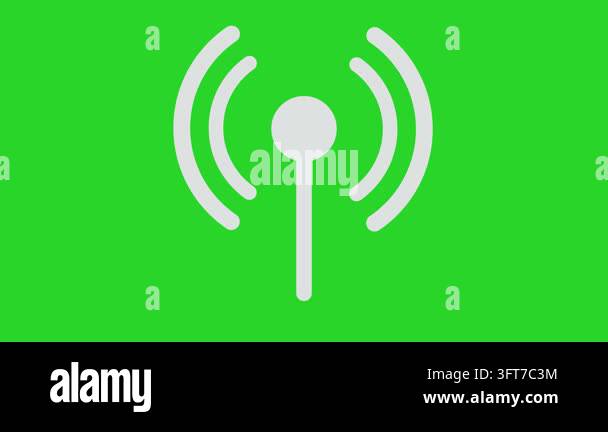 Glowing Wi-Fi Signal Icon Broadcasting on Green Screen - Wireless ...